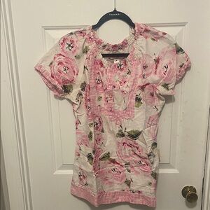 Pink Floral Women's Scrub Top